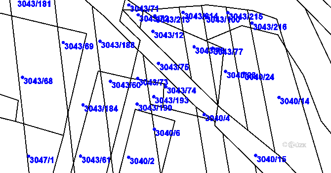 Parcela st. 3043/74 v KÚ Komín, Katastrální mapa