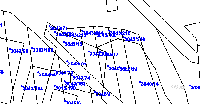 Parcela st. 3043/77 v KÚ Komín, Katastrální mapa