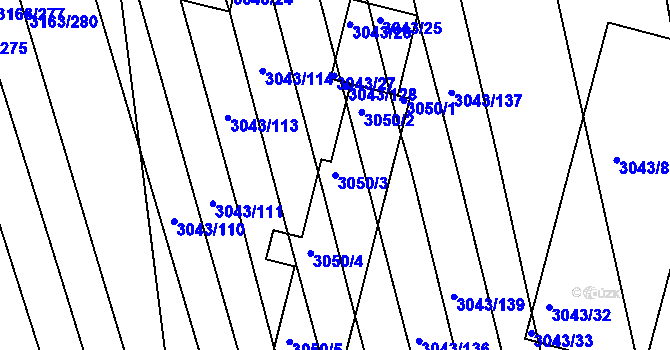 Parcela st. 3050/3 v KÚ Komín, Katastrální mapa