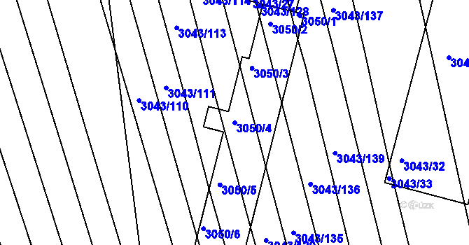 Parcela st. 3050/4 v KÚ Komín, Katastrální mapa