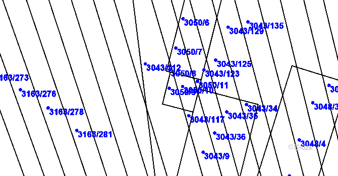Parcela st. 3050/9 v KÚ Komín, Katastrální mapa