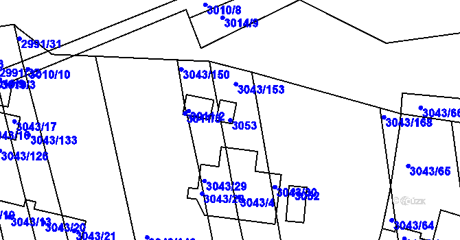 Parcela st. 3053 v KÚ Komín, Katastrální mapa