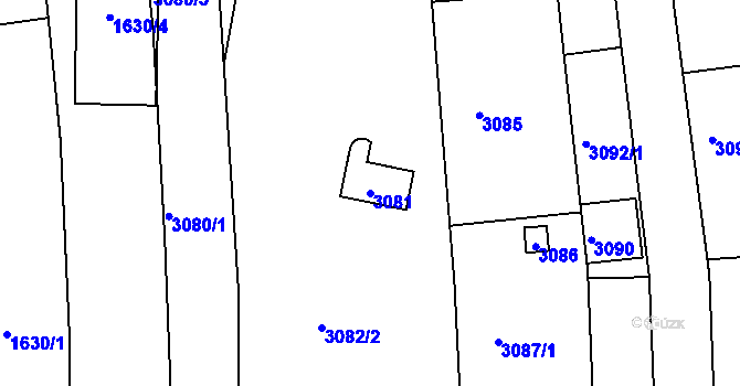 Parcela st. 3081 v KÚ Komín, Katastrální mapa