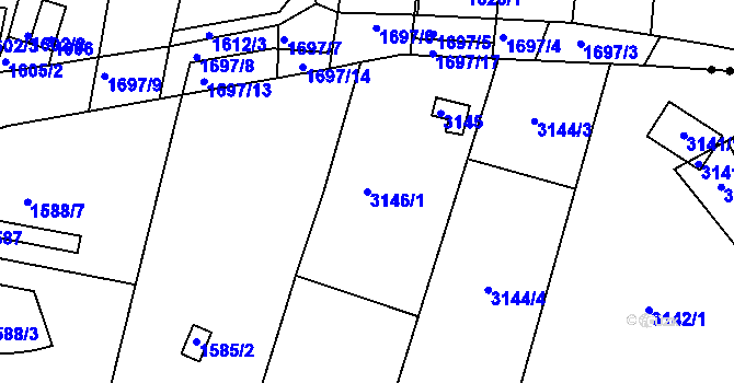 Parcela st. 3146/1 v KÚ Komín, Katastrální mapa