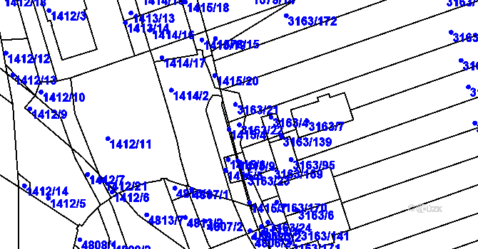 Parcela st. 3163/22 v KÚ Komín, Katastrální mapa