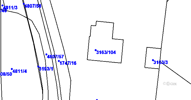 Parcela st. 3163/104 v KÚ Komín, Katastrální mapa