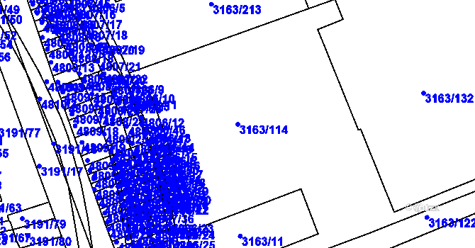Parcela st. 3163/114 v KÚ Komín, Katastrální mapa
