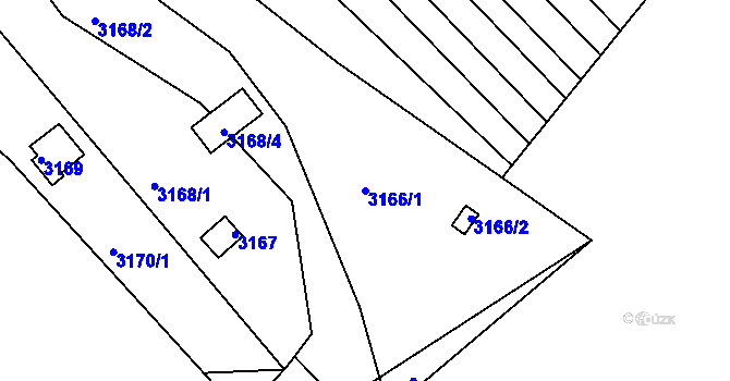 Parcela st. 3166/1 v KÚ Komín, Katastrální mapa