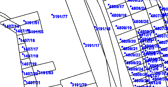 Parcela st. 3191/17 v KÚ Komín, Katastrální mapa