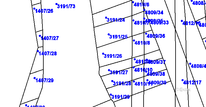 Parcela st. 3191/26 v KÚ Komín, Katastrální mapa