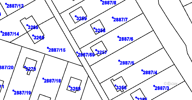 Parcela st. 3257 v KÚ Komín, Katastrální mapa