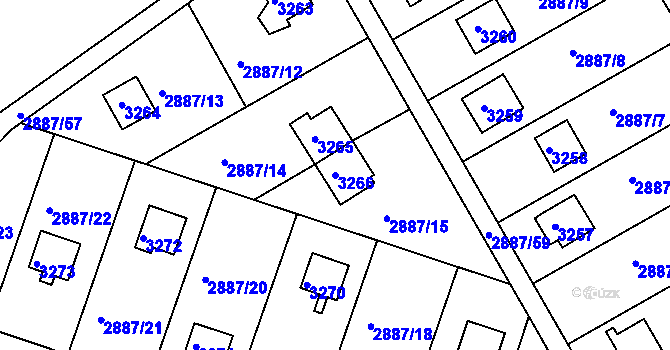 Parcela st. 3266 v KÚ Komín, Katastrální mapa