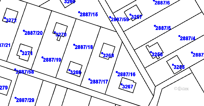 Parcela st. 3268 v KÚ Komín, Katastrální mapa
