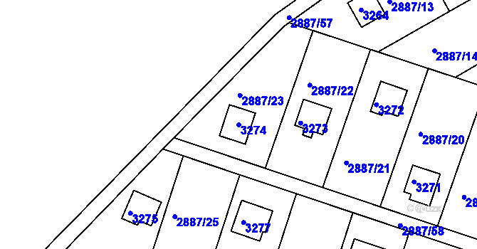 Parcela st. 3274 v KÚ Komín, Katastrální mapa