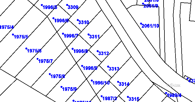 Parcela st. 3312 v KÚ Komín, Katastrální mapa