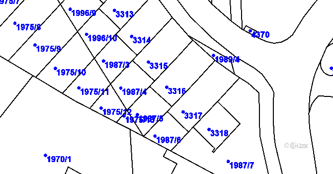 Parcela st. 3316 v KÚ Komín, Katastrální mapa