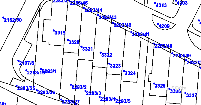 Parcela st. 3322 v KÚ Komín, Katastrální mapa