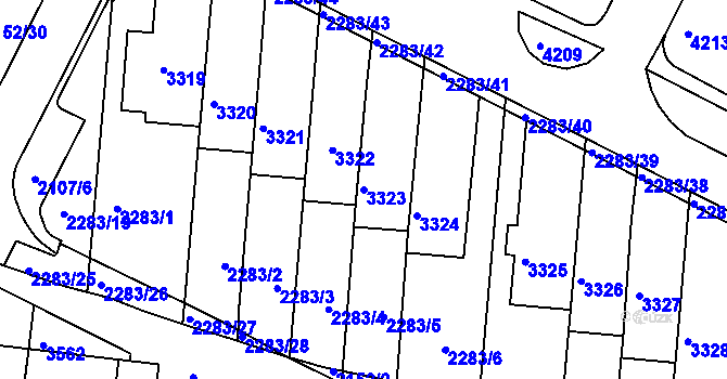 Parcela st. 3323 v KÚ Komín, Katastrální mapa