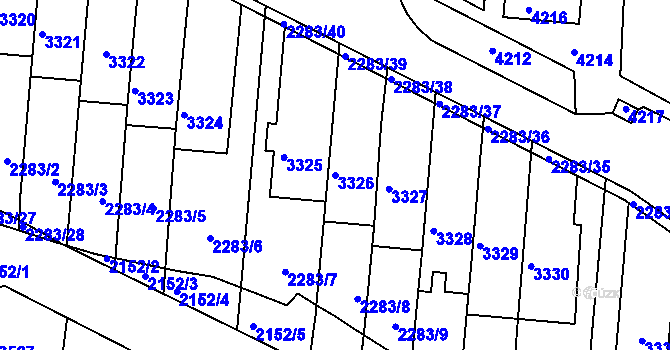 Parcela st. 3326 v KÚ Komín, Katastrální mapa