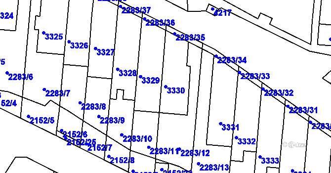 Parcela st. 3330 v KÚ Komín, Katastrální mapa