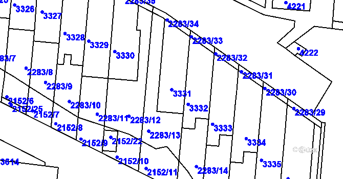 Parcela st. 3331 v KÚ Komín, Katastrální mapa