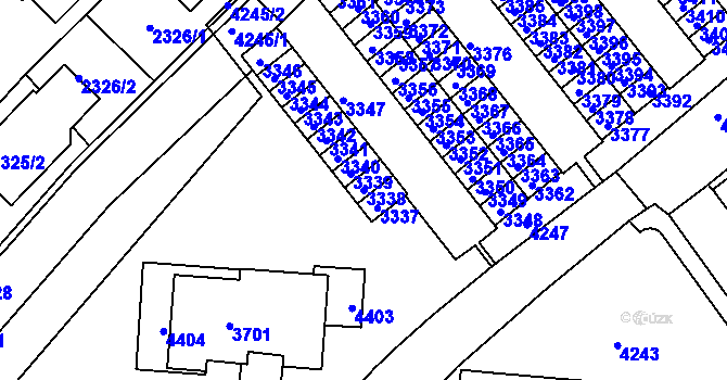 Parcela st. 3338 v KÚ Komín, Katastrální mapa
