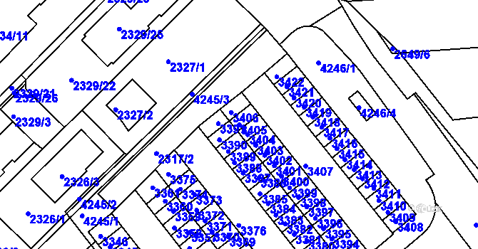 Parcela st. 3405 v KÚ Komín, Katastrální mapa