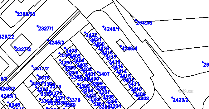 Parcela st. 3417 v KÚ Komín, Katastrální mapa