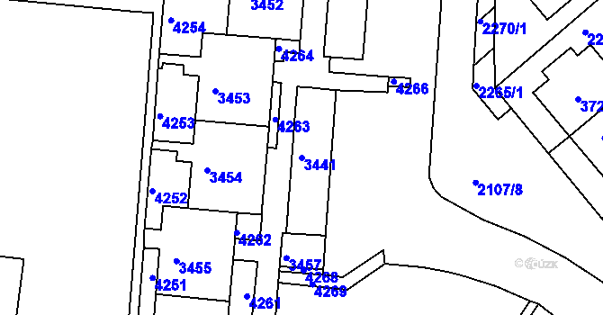 Parcela st. 3441 v KÚ Komín, Katastrální mapa