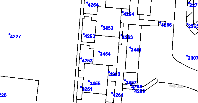 Parcela st. 3454 v KÚ Komín, Katastrální mapa