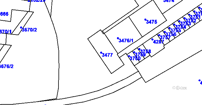 Parcela st. 3477 v KÚ Komín, Katastrální mapa
