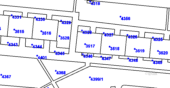 Parcela st. 3517 v KÚ Komín, Katastrální mapa