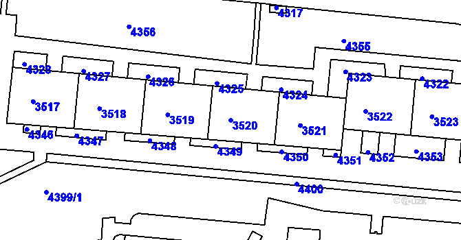 Parcela st. 3520 v KÚ Komín, Katastrální mapa