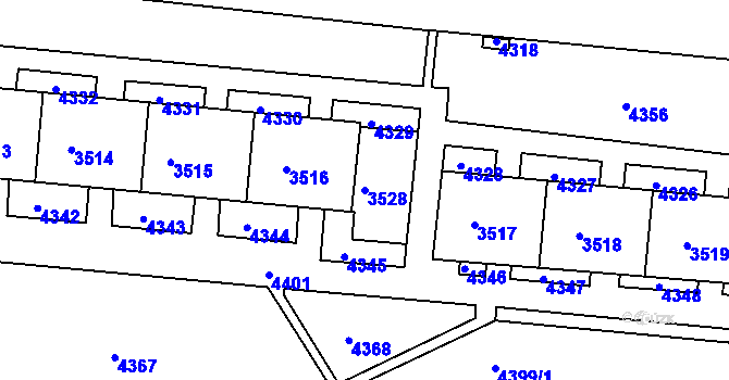 Parcela st. 3528 v KÚ Komín, Katastrální mapa