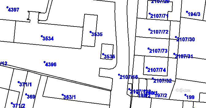 Parcela st. 3536 v KÚ Komín, Katastrální mapa