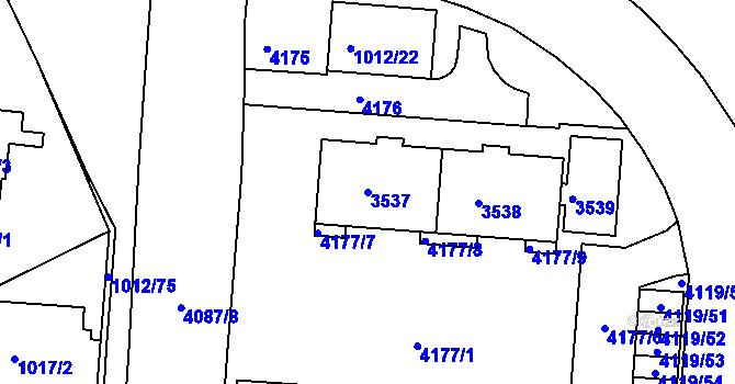 Parcela st. 3537 v KÚ Komín, Katastrální mapa