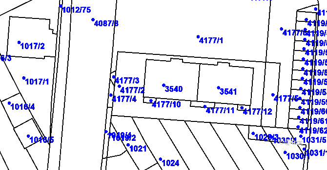Parcela st. 3540 v KÚ Komín, Katastrální mapa