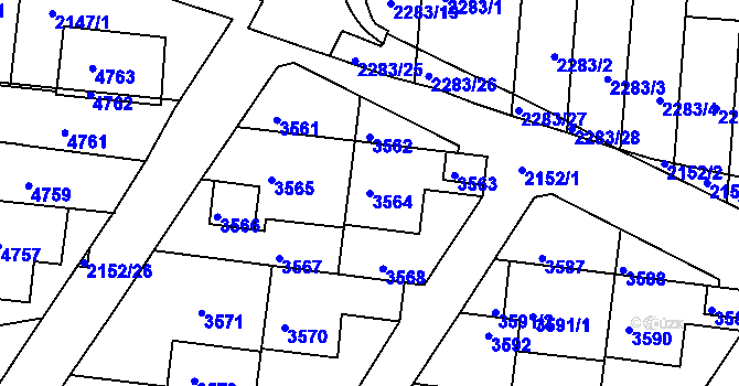 Parcela st. 3564 v KÚ Komín, Katastrální mapa