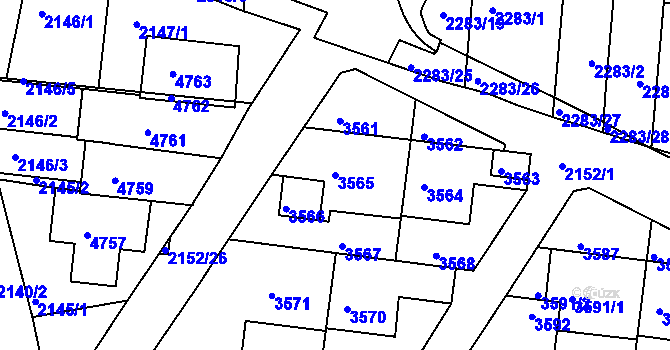 Parcela st. 3565 v KÚ Komín, Katastrální mapa