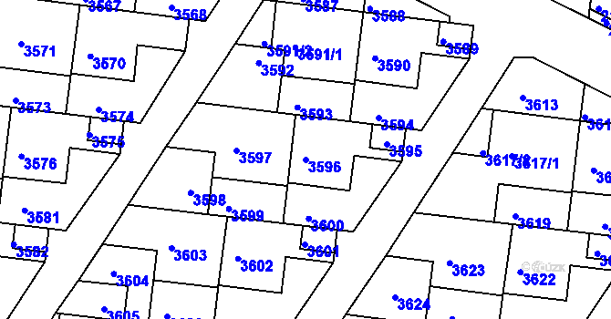 Parcela st. 3596 v KÚ Komín, Katastrální mapa