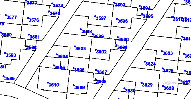 Parcela st. 3602 v KÚ Komín, Katastrální mapa