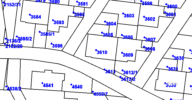 Parcela st. 3610 v KÚ Komín, Katastrální mapa