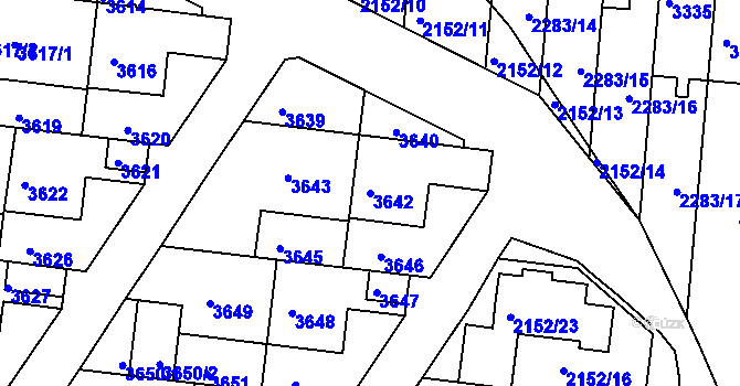 Parcela st. 3642 v KÚ Komín, Katastrální mapa