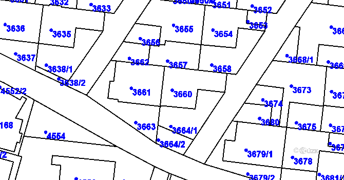 Parcela st. 3660 v KÚ Komín, Katastrální mapa