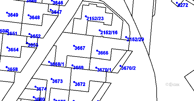 Parcela st. 3666 v KÚ Komín, Katastrální mapa