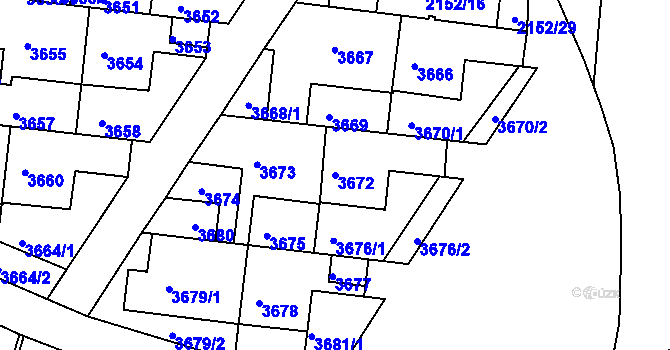 Parcela st. 3672 v KÚ Komín, Katastrální mapa