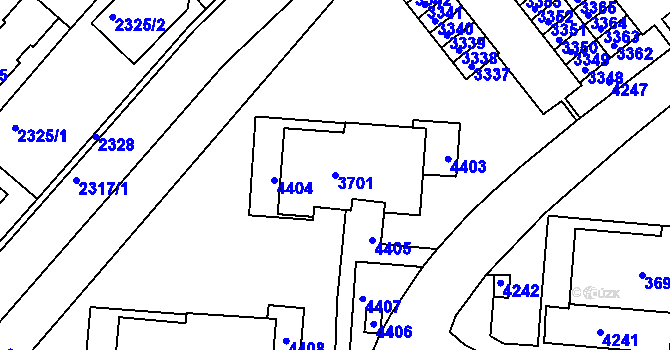 Parcela st. 3701 v KÚ Komín, Katastrální mapa