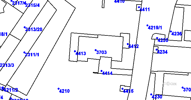 Parcela st. 3703 v KÚ Komín, Katastrální mapa