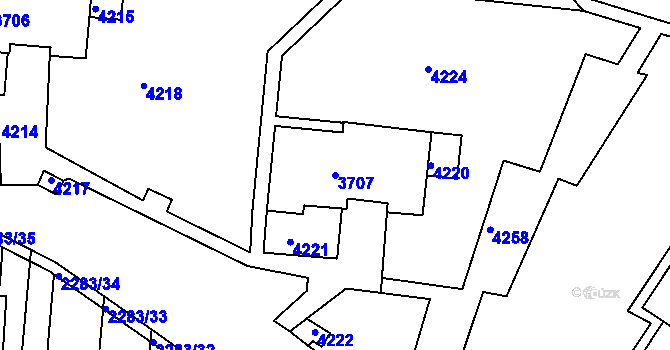 Parcela st. 3707 v KÚ Komín, Katastrální mapa