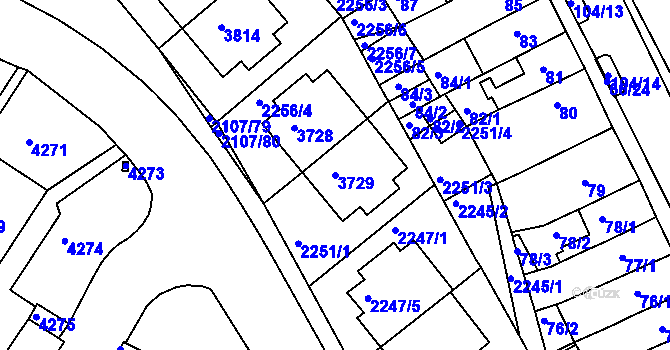 Parcela st. 3729 v KÚ Komín, Katastrální mapa